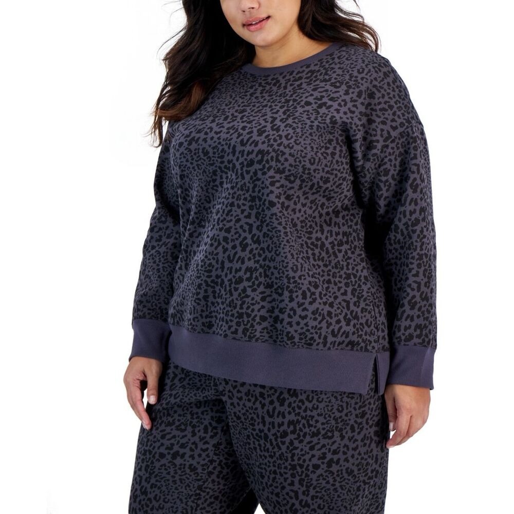 ID Ideology Plus Size Cheetah-Print Crewneck Pullover Sweatshirt 2X